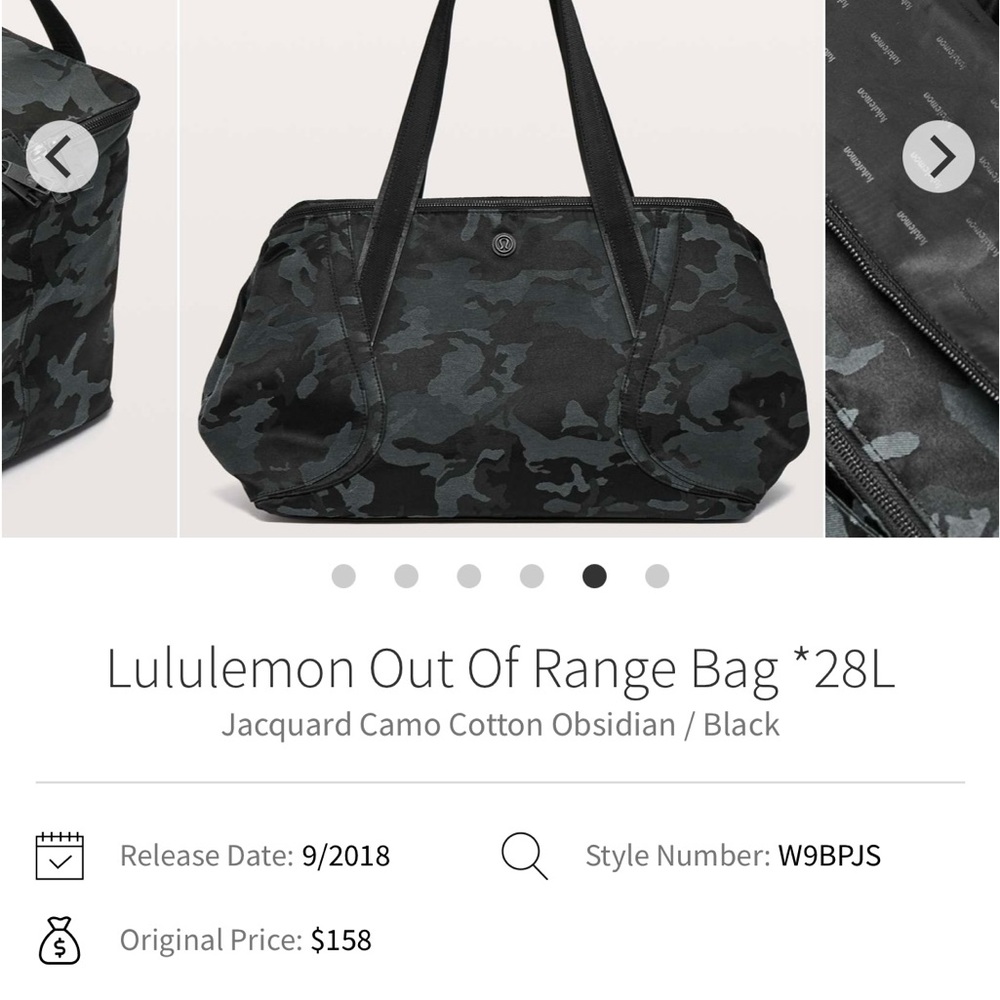 Lululemon Athletica Obsidian Camo Travel Bag